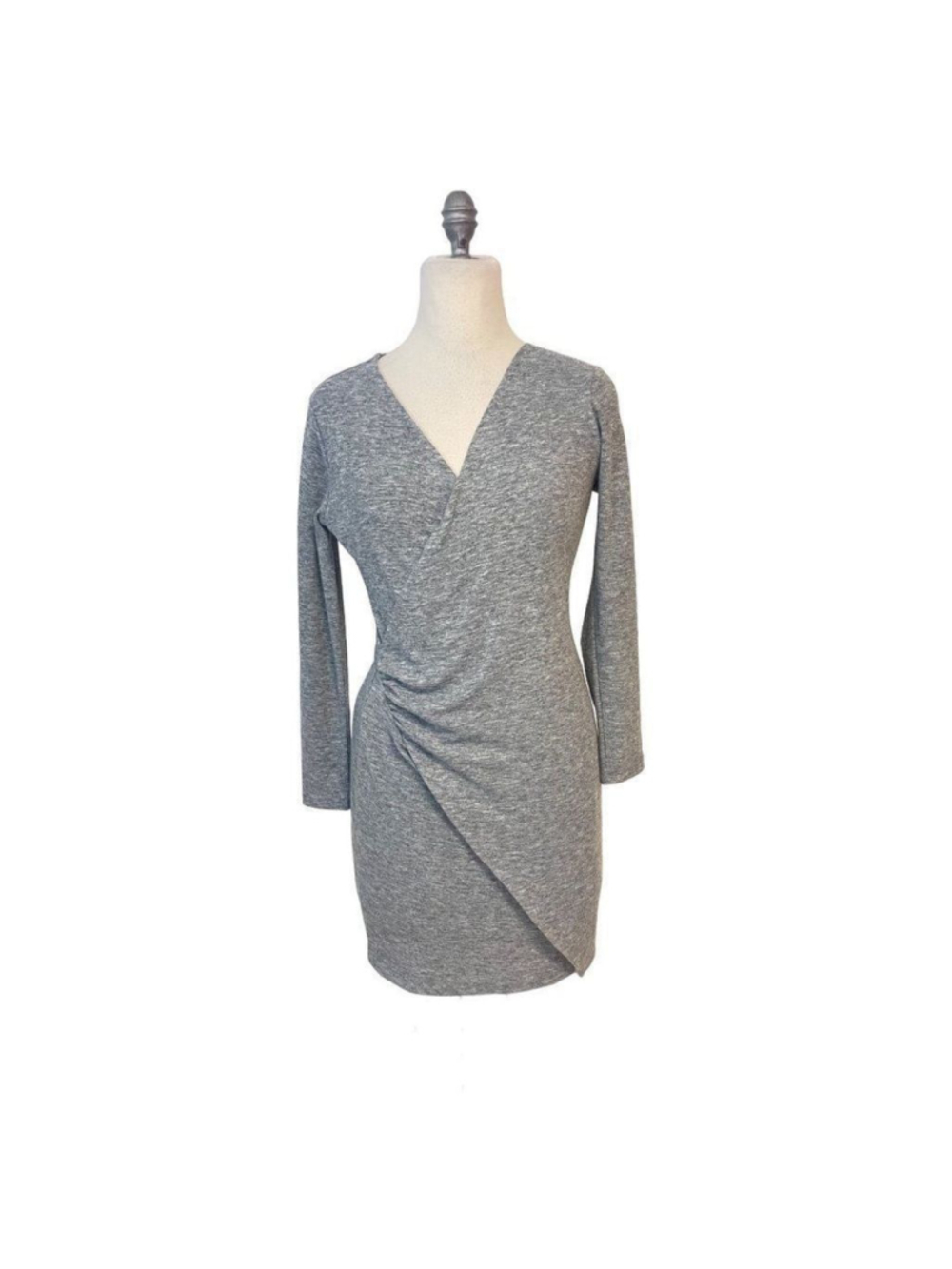 Banana Republic Long Sleeve Front Twist Dress Gray Small